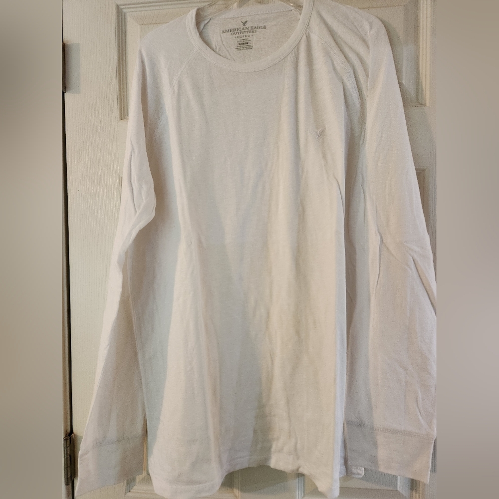 American Eagle Outfitters Men's White Long Sleeve Shirt, Size XL